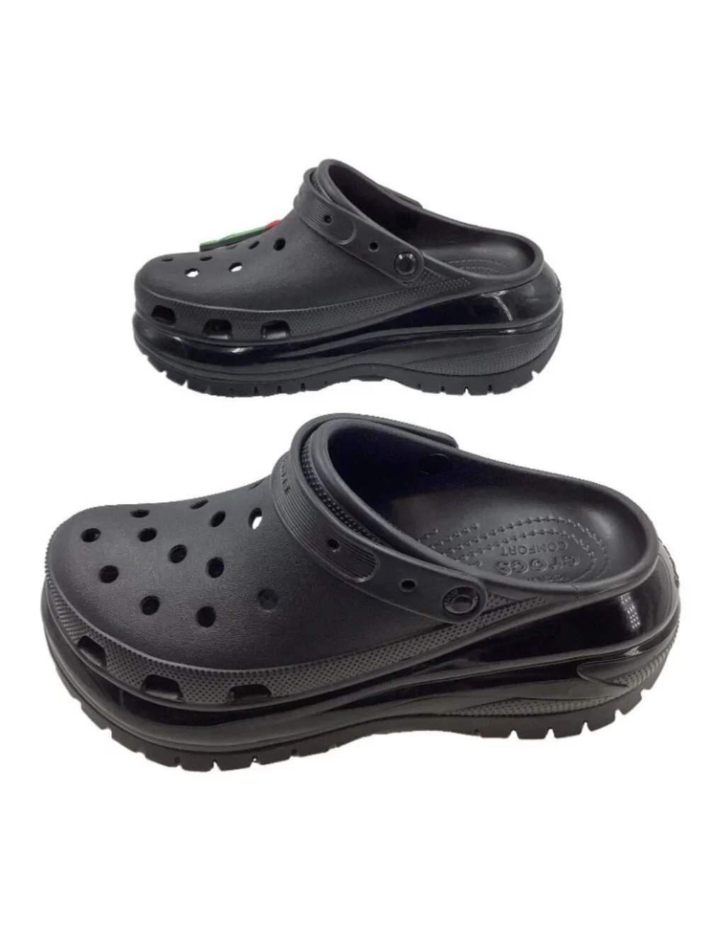 Crocs Classic Mega Crush Clogs Mens 11 Womens 12.5 Black Platform Slip On Shoes